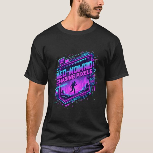  ​Cyberpunk Neo-Nomad Synthwave Art - Retro Future T-Shirt (Front)