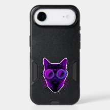 Cyberpunk Neon Cat Case - Futuristic Aesthetic Tou