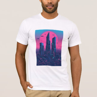 Cyberpunk Neon City Esthetic for Sci-Fi and Tech T-Shirt