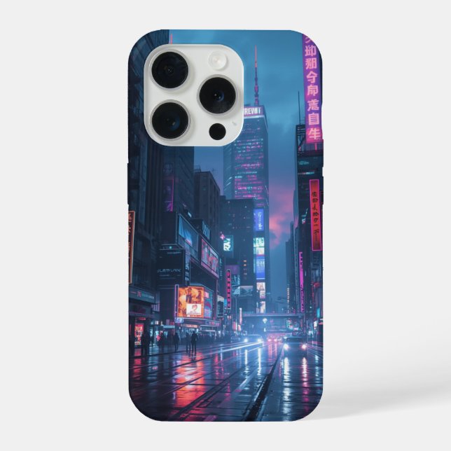 Cyberpunk Neon City Phone Case (Back)
