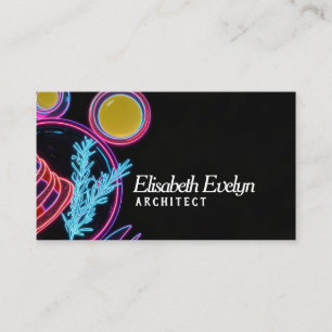 Cyberpunk Neon Culinary Illustration Business Card