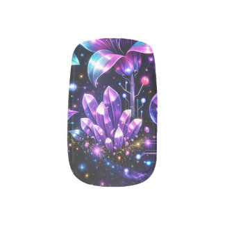 Cyberpunk Neon Floral Circuit Magic Crystal Minx N Nail Art