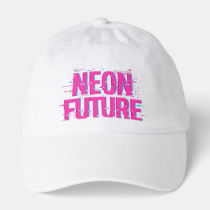 Cyberpunk Neon Future Glitch Typography Hat