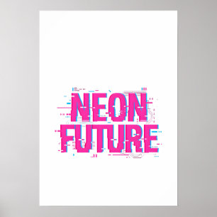 Cyberpunk Neon Future Glitch Typography Poster