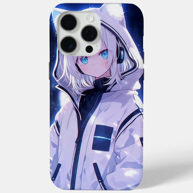 Cyberpunk Neon Pulse Anime Girl  Case-Mate iPhone Case (Back)