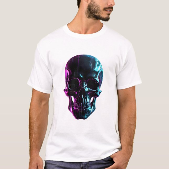 Cyberpunk Neon Skull T-Shirt (Front)
