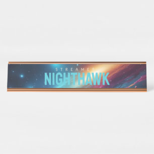 Cyberpunk Neon Space Fluid Abstract Galaxy Name Desk Name Plate