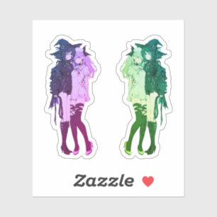 Cyberpunk Neon Spooky Beautiful Goth Anime Girl Sticker