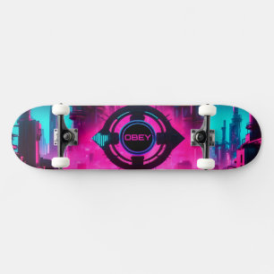 Cyberpunk Neon Streetwear Sci-Fi City Skateboard