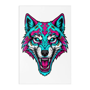 Cyberpunk Neon Wolf - Synthwave Robotic Animal Acrylic Print