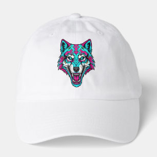 Cyberpunk Neon Wolf - Synthwave Robotic Animal Hat