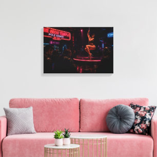 Cyberpunk Night Club - Neon Dancer Painting Canvas Print