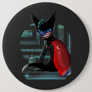  Cyberpunk Ninja Black Cat Button