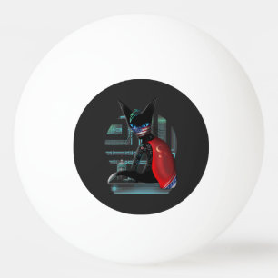  Cyberpunk Ninja Black Cat Ping Pong Ball