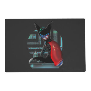 Cyberpunk Ninja Black Cat Placemat