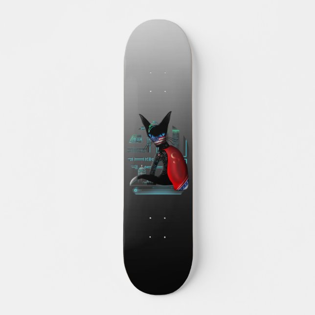 Cyberpunk Ninja Black Cat Skateboard Deck (Front)