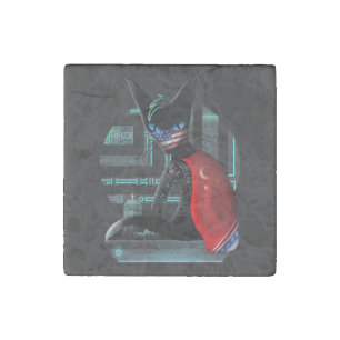  Cyberpunk Ninja Black Cat Stone Magnet