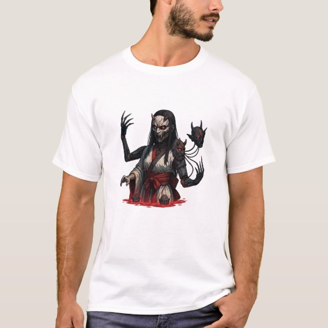 Cyberpunk Oni Girl – Robotic Limbs T-Shirt (Front)