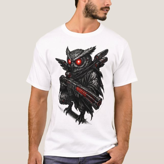 Cyberpunk Owl (Stealth) T-Shirt (Front)