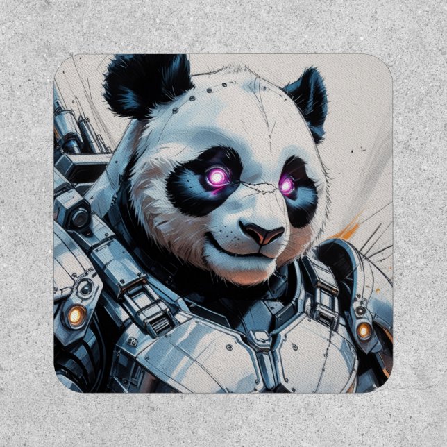 Cyberpunk Panda Patch – Futuristic Mecha Bear Desi (Front)