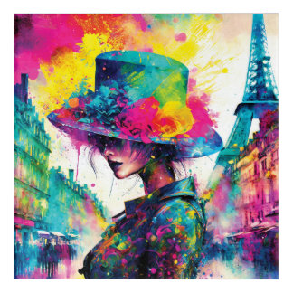 Cyberpunk Paris – Romantic Neon Nights in the City Acrylic Print