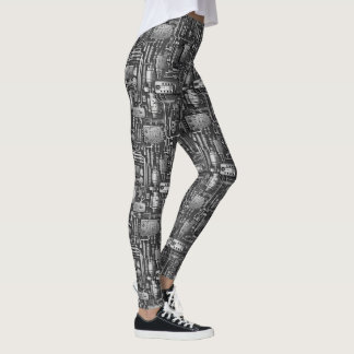 Cyberpunk PCB Circuit Board Pattern Design Leggings