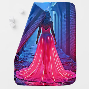 Cyberpunk Pink Light Dress Alleyway Mystery Art Baby Blanket