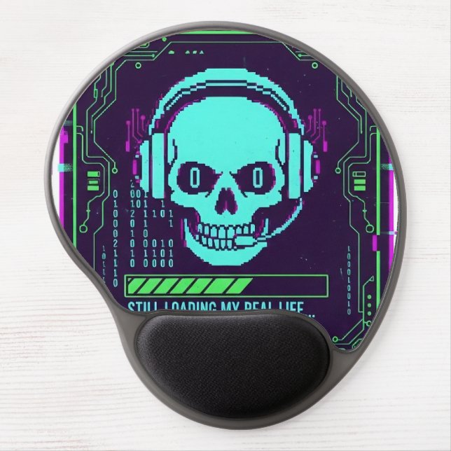 ​Cyberpunk Pixel Skull Gaming Mouse Pad - Error 40 (Front)
