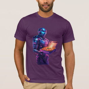 Cyberpunk Pizza Delivery T-Shirt – Futuristic Neon