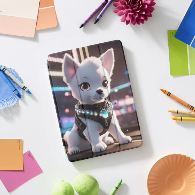 Cyberpunk Puppy iPad Pro Cover (Desk)