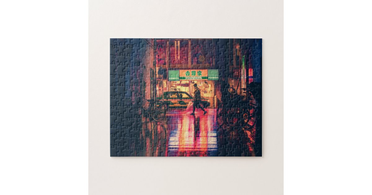 Cyberpunk Puzzle Cool Scifi Japan Street Scene Jigsaw Puzzle Zazzle Com