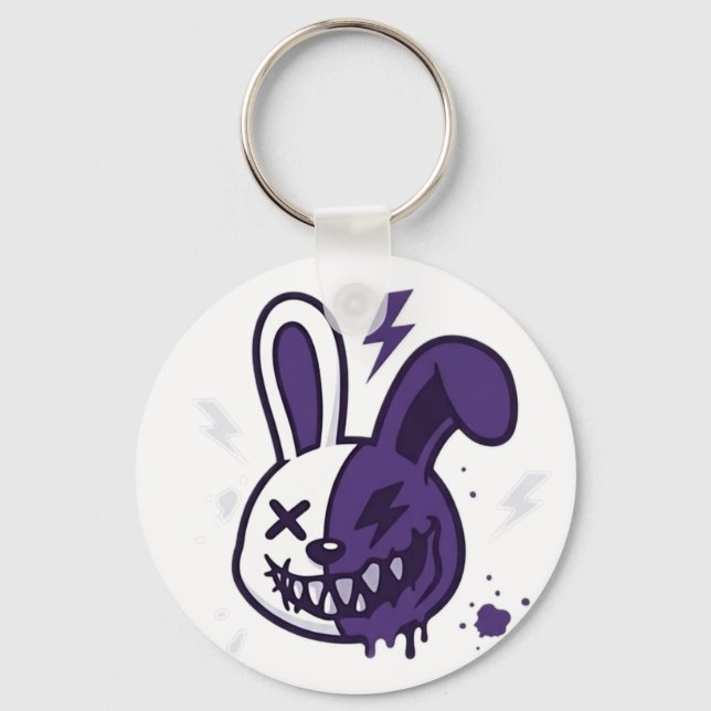 Cyberpunk Rabbit Graphic - Energy Without Limits S Keychain (Front)