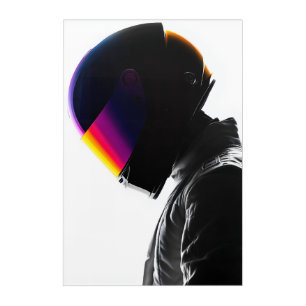 Cyberpunk Racer - Minimalist Neon Helmet Canvas Pr Acrylic Print