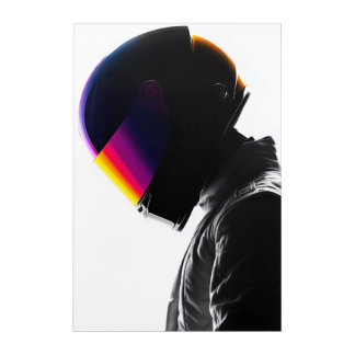 Cyberpunk Racer - Minimalist Neon Helmet Canvas Pr Acrylic Print