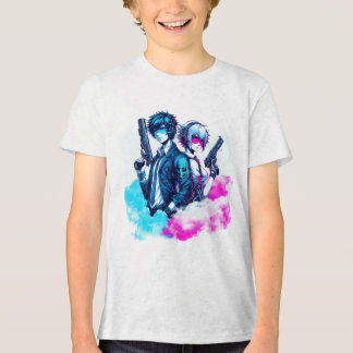 Cyberpunk Rebels – Neon Duo with Blasters Tri-Blend Shirt