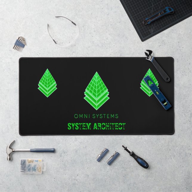 Cyberpunk Retro 80s Corporate Omni Systems Logo Desk Mat (Workstation)