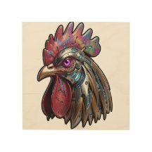 Cyberpunk Rooster Iridescent Mechanical Art
