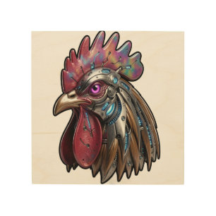 Cyberpunk Rooster Iridescent Mechanical Art