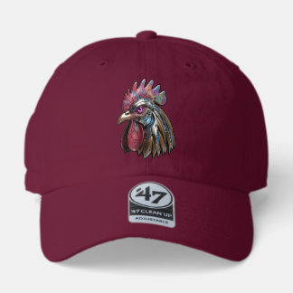 Cyberpunk Rooster Iridescent Mechanical Art  47 Brand Hat