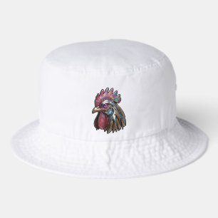 Cyberpunk Rooster Iridescent Mechanical Art Bucket Hat