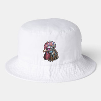 Cyberpunk Rooster Iridescent Mechanical Art  Bucket Hat