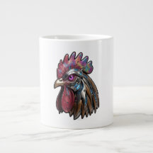 Cyberpunk Rooster Iridescent Mechanical Art 