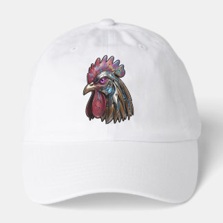 Cyberpunk Rooster Iridescent Mechanical Art  Hat