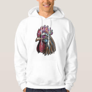 Cyberpunk Rooster Iridescent Mechanical Art  Hoodie