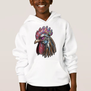 Cyberpunk Rooster Iridescent Mechanical Art  Hoodie