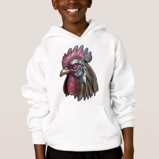 Cyberpunk Rooster Iridescent Mechanical Art  Hoodie