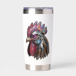 Cyberpunk Rooster Iridescent Mechanical Art Insulated Tumbler