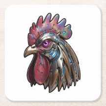 Cyberpunk Rooster Iridescent Mechanical Art