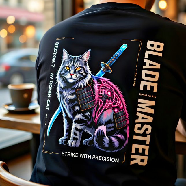 Cyberpunk Samurai Cat Epic Sci-Fi Gift  Tri-Blend Shirt (Creator Uploaded)