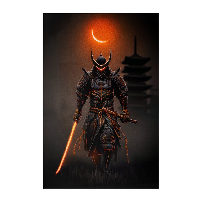Cyberpunk Samurai Futuristic Warrior Acrylic Print (Front)